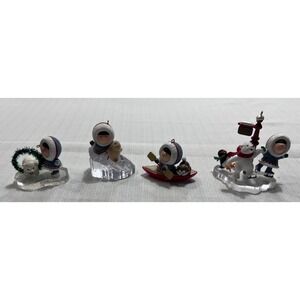 Hallmark Frosty Friends Ornament Set 1990 1991 1998 1999 Eskimo Polar Bear Lot 4